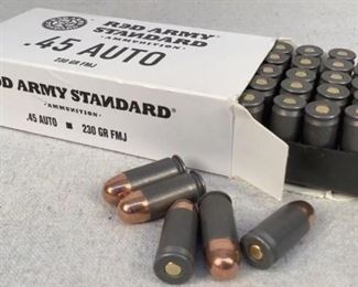 Mfg - (50) Red Army Standard
Model - .45 Auto ammunition
Located in Chattanooga, TN
Condition - 1 - New
This lot contains one 50 round box of Red Army Standard .45 Auto ammunition. 230 grain full metal jacket.