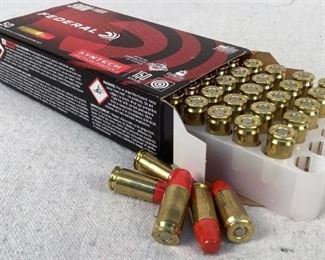 Mfg - (50) Federal Syntech
Model - 9mm Luger ammunition
Located in Chattanooga, TN
Condition - 1 - New
This lot contains one 50 round box of Federal 9mm Luger ammunition. 150 grain total synthetic jacket bullet.