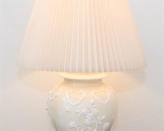 Cream and White Floral Table Lamp