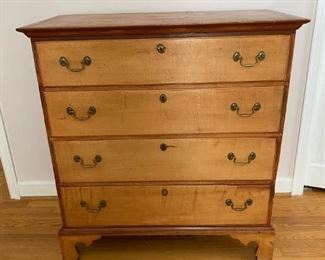 19th c. mixed wood chest with dovetailed top