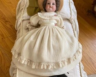 Armand Marseille doll, doll bed
