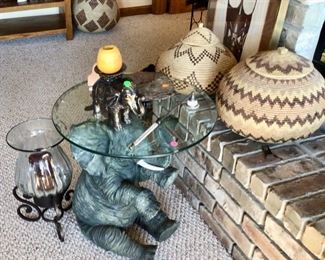 Elephant End Table, & More Baskets