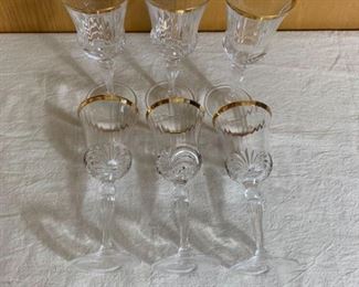 Longchamp Gold Rimmed Crystal Wine Glasses