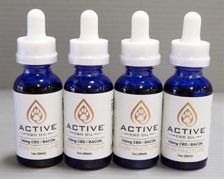 Active CBD Oil 120 mg Dog Tincture, Bacon Flavored, 1 oz Bottles, Qty 4