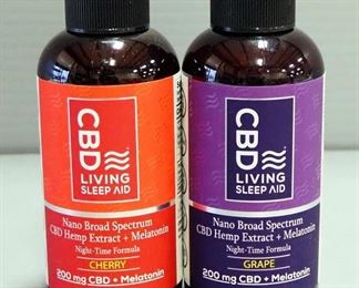 Living CBD Oil Melatonin Syrup, Grape And Cherry Flavors, 4 oz Bottles, Qty 2