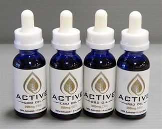 Active CBD Oil CBD/MCT Tincture 300 mg CBD, Unflavored, 1 oz Bottles, Qty 4