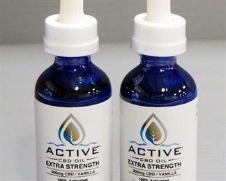 Active CBD Oil Tincture, Extra Strength, 900 mg CBD, Water Soluble, Vanilla Flavor, 2 oz Bottles, Qty 2