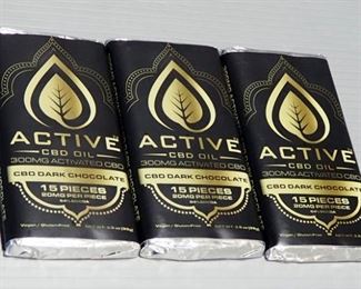 Active CBD Oil 300 mg Activated CBD Dark Chocolate Bars, Qty 3
