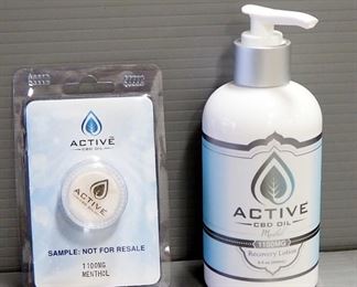 Active CBD Oil Menthol 1100 mg Recovery Lotion, 8 oz Bottle And Sample