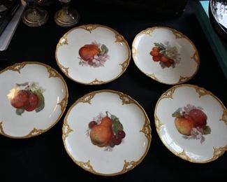 Set of 5 KPM hand painted fruit plates