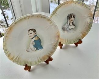 $60 Pair - Napoleon and Josephine plates; 8 1/2 in. (diameter) NOT INLCUDING THE STANDS