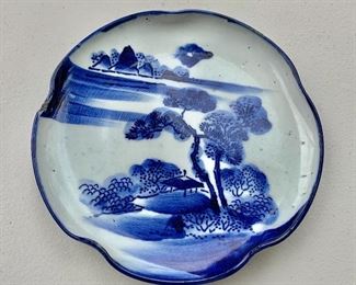 $30 - Japanese blue and white charger - AS IS - 6 in. diameter