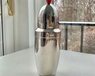 $30 - Vintage "Fantasia" stainless steel cocktail shaker with red finial, WMF Cromargan 10 in. (H) x 3 1/2 in. (W)
