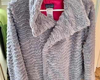 $24 - Patagonia shawl collar fuzzy jacket;  Women’s S