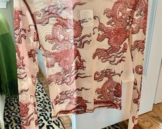 $20 -Urban Outfitters NWT sheer top with dragon motif; Size M