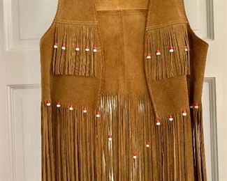$60 -Suede vest with beads; size S