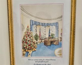 $150 - Signed, embossed White House 1990 Christmas card #1; 14 1/2 in. )H) x 11 1/2 in. (W)
