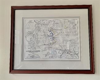 $120 - Framed map print, "Napoleonic Battle of Aspern-Essling,"  20 in. (H) x 24 in. (W)