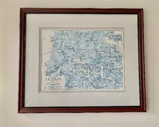 $120 - Framed map print, "Napoleonic Battle of Leipzig," 20 in. (H) x 24 in. (W)