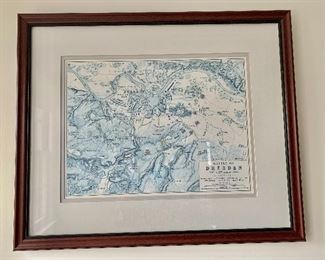 $120 - Framed map print, "Napoleonic Battle of Dresden," 20 in. (H) x 24 in. (W)