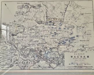 Detail, "Napoleonic Battle of Wagram" map print