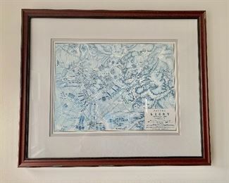 $120 - Framed map print, "Napoleonic Battle of Ligny" 20 in. (H) x 24 in. (W)