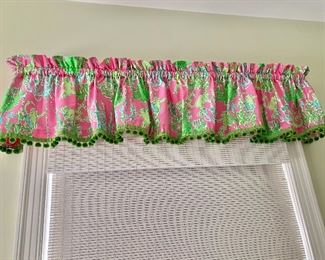 $300 - Set of 3 Lilly Pulitzer valances; 40 in. (window width); 12 in. (height of each valance); hardware not included