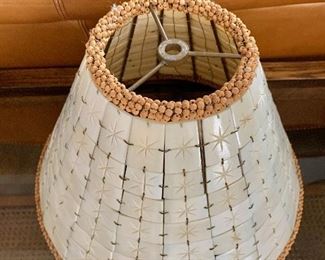 $150 - Faux bone lampshade on metal frame with wire mounting; 10 in. (H) x 12 1/2 in. (diameter)