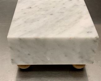 $20 - Marble cheese stand with four wooden legs, 3 in. (H) x 5 in. square