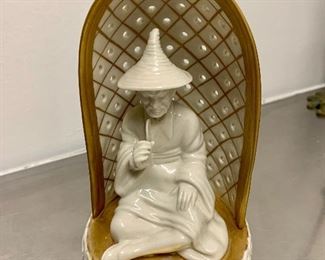 $50 - Porcellane D'Arte Ermete Agostinelli Italy, seated Asian figure; 5 1/2 in. (H) x 3 1/2 in. (diameter)