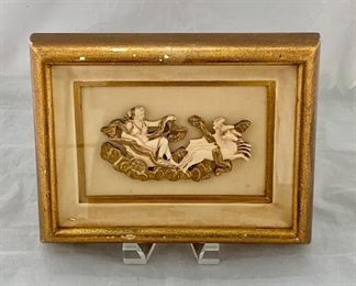 $30 - Vintage plaque bas relief framed; approx 4" x 5"