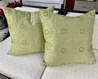 $50 - Pair feather-filled pillows; 18 in. (square)