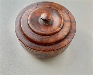 $20 - Moroccan (burled) Thuya wood bowl with lid; 4.5” diameter