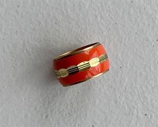 $15 - Orange enameled ring; approx size 5