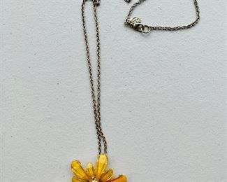 $18- Retro flower power fashion yellow pendant necklace
