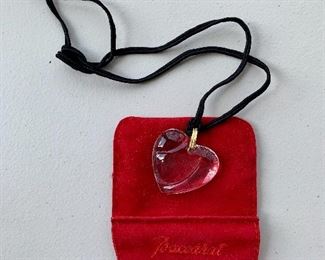 $110 - Baccarat clear heart crystal necklace on sting; with bag