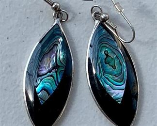 $28 - Sterling silver abalone ellipse earrings