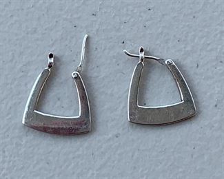 $12 - Silvertone triangular hoop earrings 