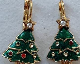 $12 - Enameled Christmas Tree earrings; approx 1"
