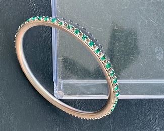 $15 - Green rhinestone bangle bracelet