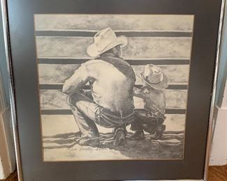 $75 - Signed, numbered cowboy print - Dorothy Strait (American 1934-1998)