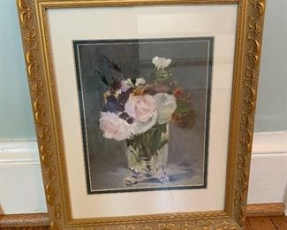 $30 - Framed, floral print ; 13” (W) x 16” (H)