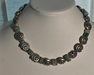 Sterling and stone necklace - around 18 inches in length - price 75 dollars