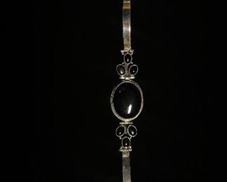 Sterling silver onyx bracelet - 7 inches in length - price 40  