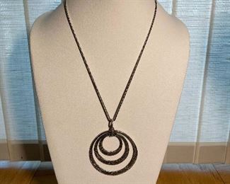 Indonesian style silver pendant with sterling chain -weighs 63.3 grams - 23 inch chain - price 75 dollars