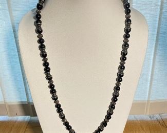Silver and bead ethnic necklace - 31 inches long - price 100 dollars   
