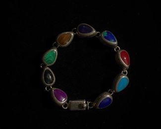 Mexican multi stone bracelet - 8 1/4 inches long - price 40 dollars - weight 31.5 grams  