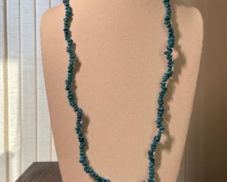 Turquoises - around 33 inches in length - no clasp - great blue color 100 dollars 