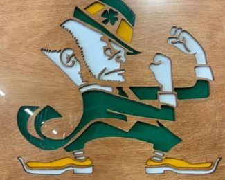 Signed ERIK WARREN Fighting Irish Mascot Wood Art
