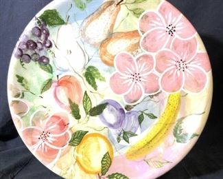 Colorful Floral Painted Porcelain Platter
